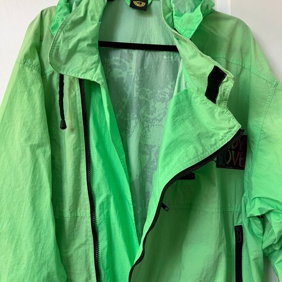 Vintage 1990 Bodyglove Windbreaker Jacket Mens Green Graphic Hooded Nylon - Picture 10 of 16